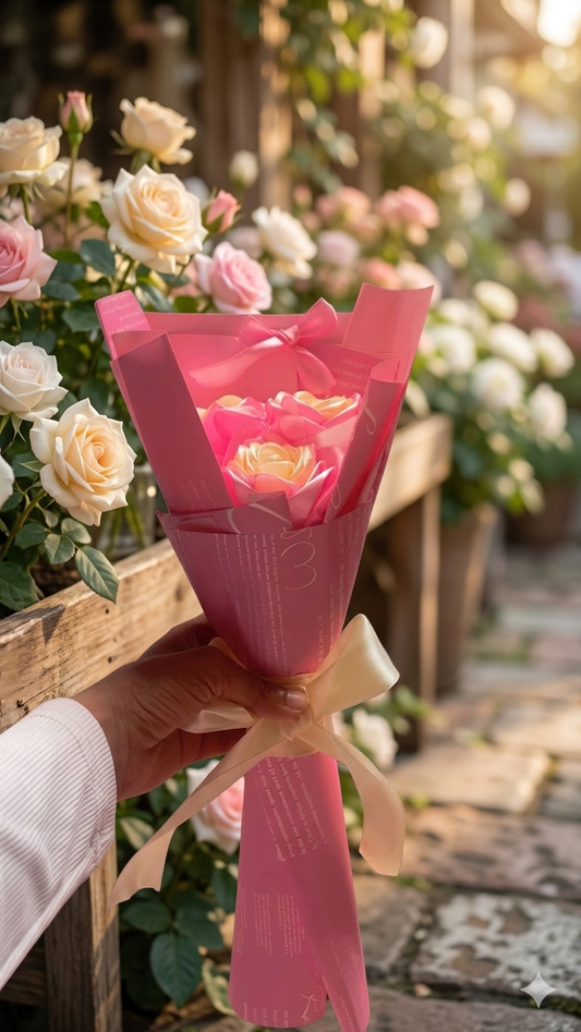03 Roses Flower Bouquet 💐